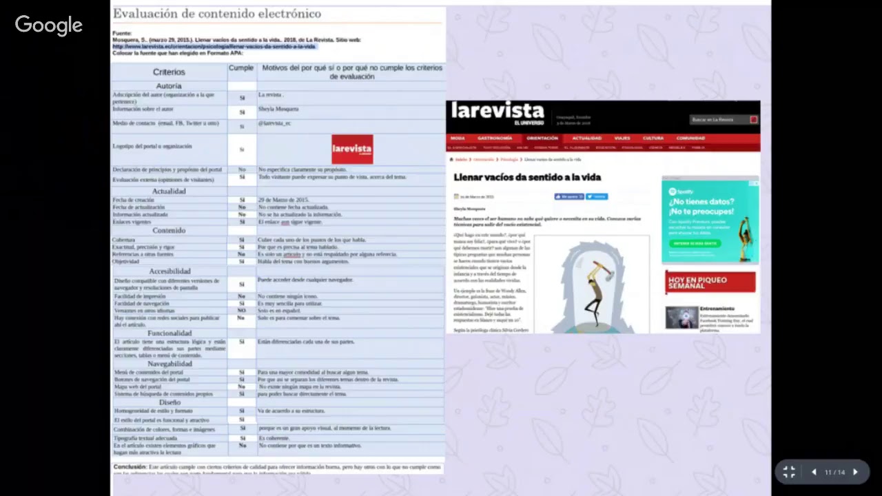 calidad y evaluación de los contenidos electrónicos