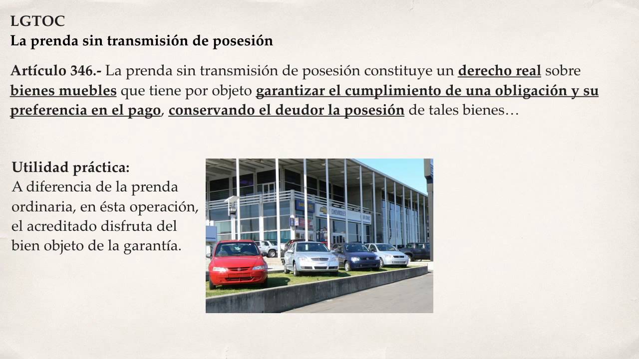 prenda sin transmision de posesion